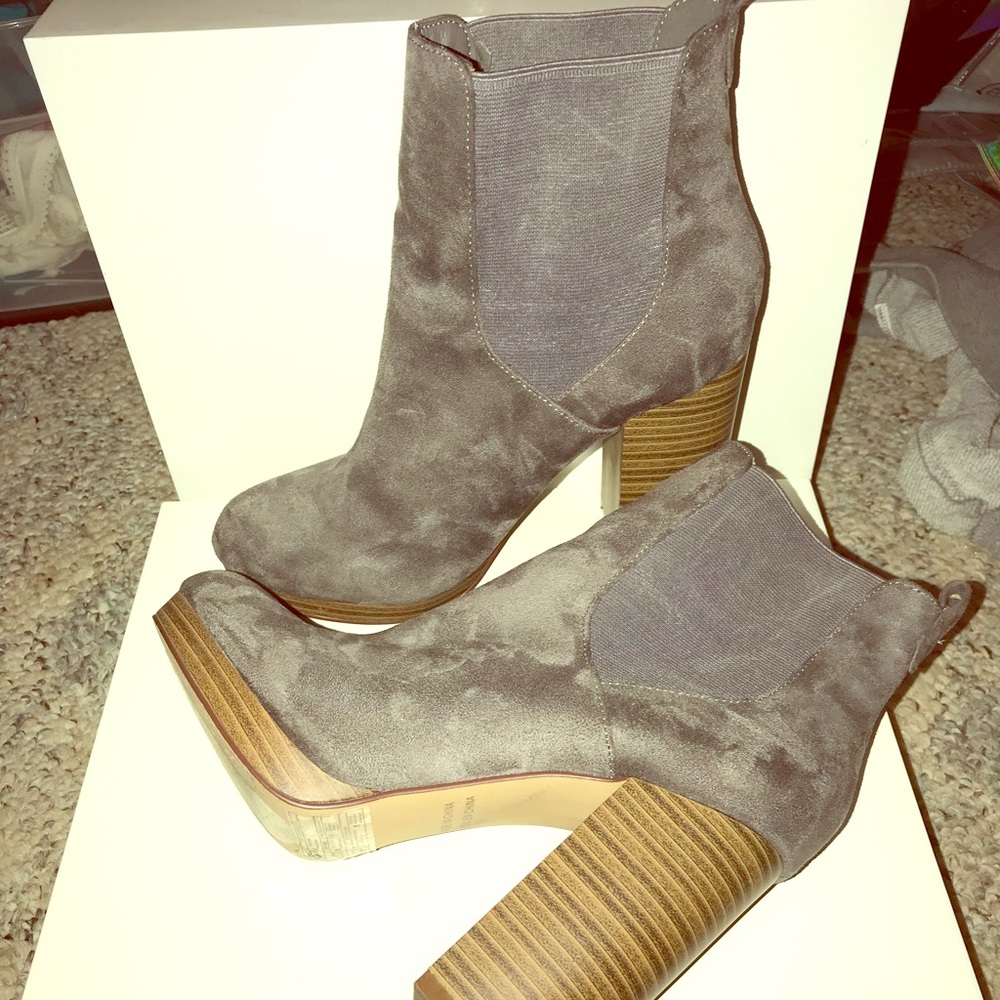 Suede Thick Heel Booties